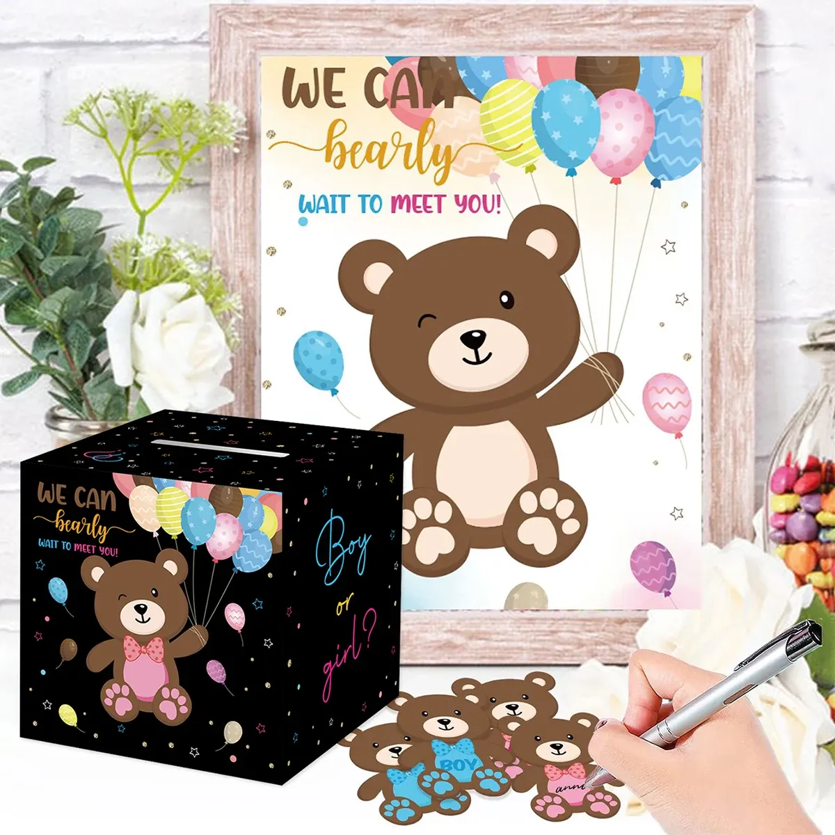 Género Revelar El Cuadro De Votación Con 25 Cartas De Oso De Votación Para  Fiesta De Niño O Niña De 5,03 € | DHgate, image size:1200x1200