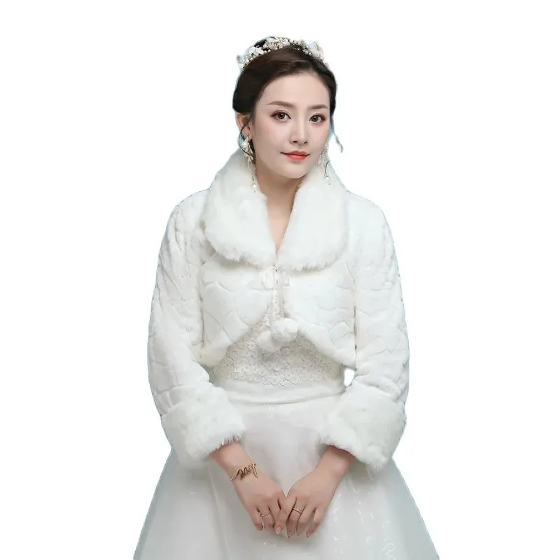 Long Sleeve Fur Shrug For Dresses Faux Fur Bolero Shrug Long