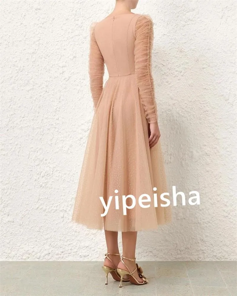 Party Dresses Modern Style Tulle Pleated A-line V-neck Midi Formal Casual  Sizes Available from Dhgate Urban Sexy Dresses - price 227.22