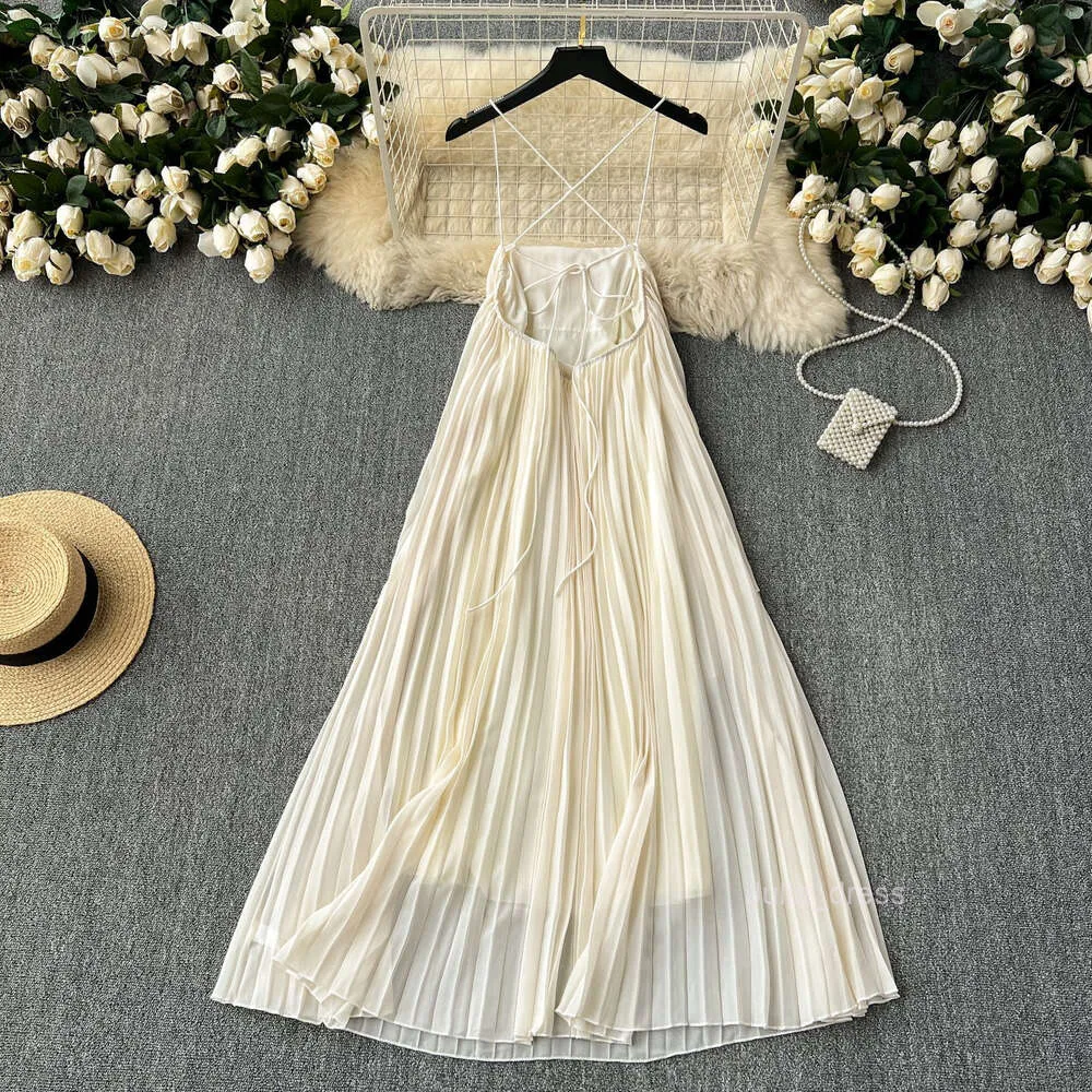 knee length dresses for ladies Strapless Loose Pleated Dress Dark Olive Green / FR 34
