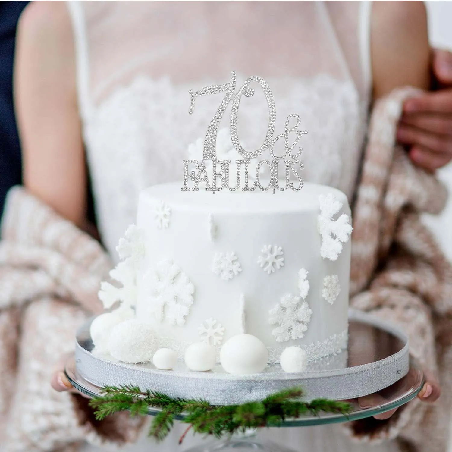 70. Geburtstag Kuchen-Topper Aus Metall Mit Strass – Silberner Zahlen-Aufsatz (10x22 Cm)