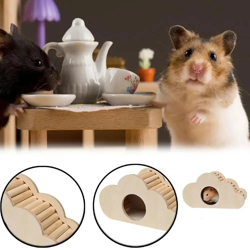 Dwarf Hamster Hiding House Wooden Small Animal Habitat With Climbing ...