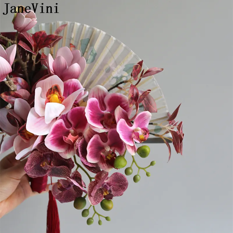 DHgate.com:Exquisite Retro Orchid Fan Bouquet: Handmade