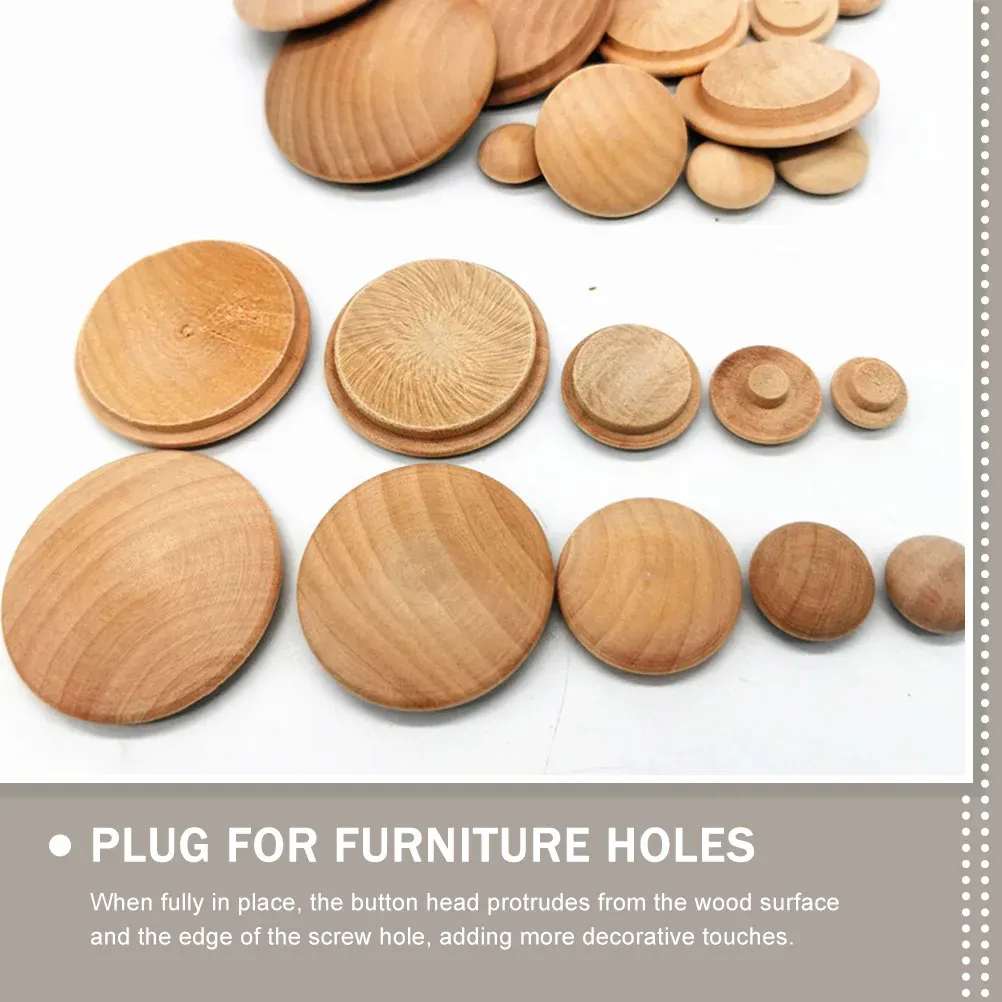 1 Inch Oak Wood Button Plugs - 10 Pack Furniture Screw Hole Covers