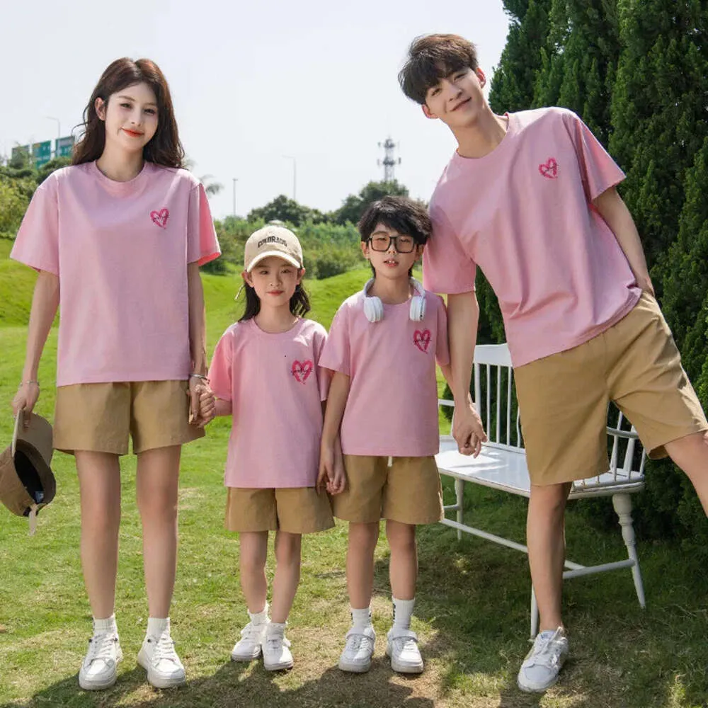 DHgate Pink Family Matching Outfits Comfy Tee Shirts and Shorts Sets for Mom Dad Baby and Kids Baby Kids Maternity