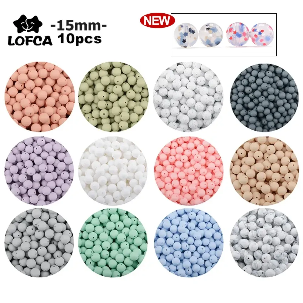 DHgate LOFCA 10PCS Multicolor Silicone Teething Beads 15mm BPA Free Teether for Baby Nursing Necklace Pacifier Clip Oral Care Home Garden