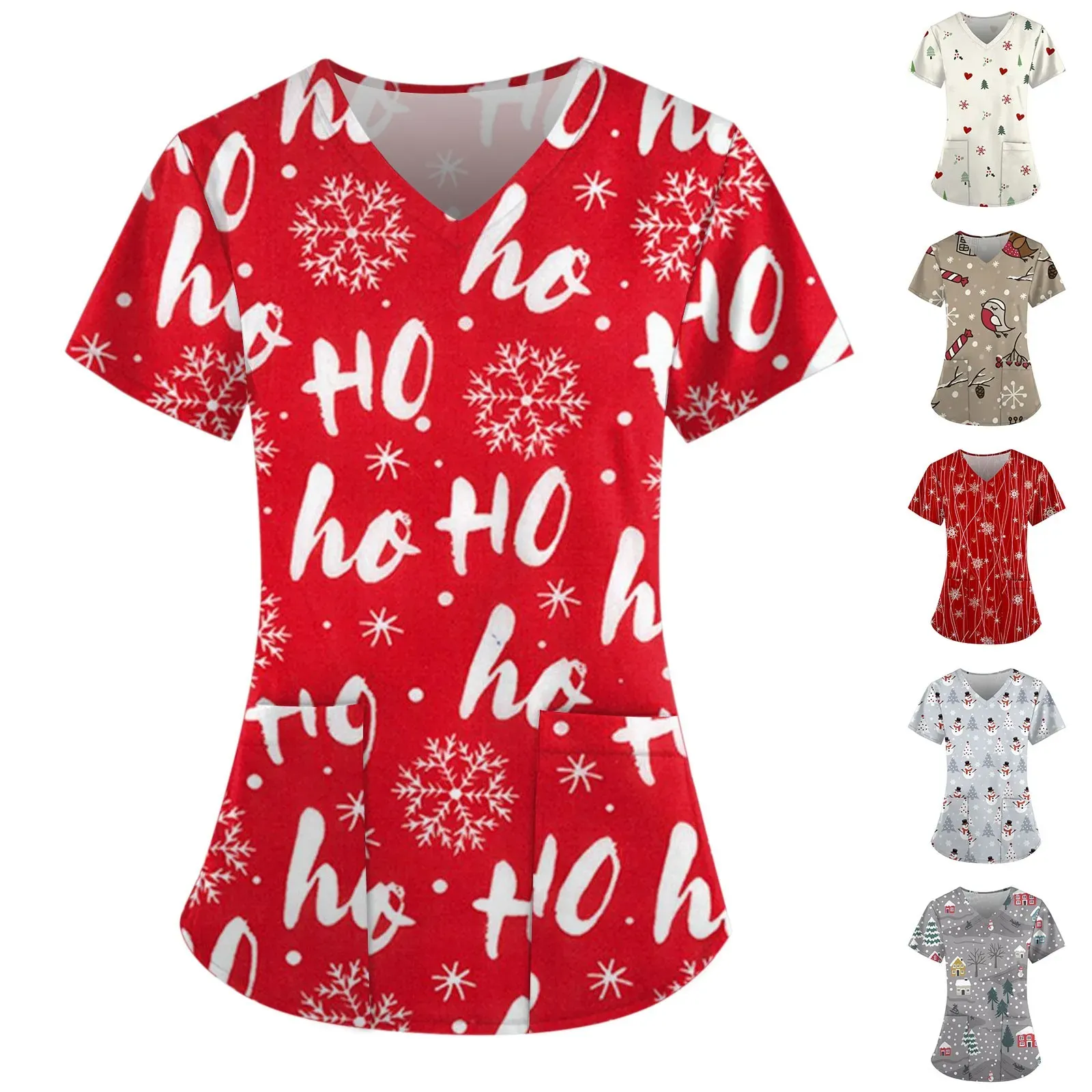 Womens Christmas Graphic Scrubs Tops: Comfortable \u0026 Stylish Medical Uniforms  For Nurses, Doctors, \u0026 Technicians From Homepro13, $11.01 | DHgate.Com, image size:1600x1600