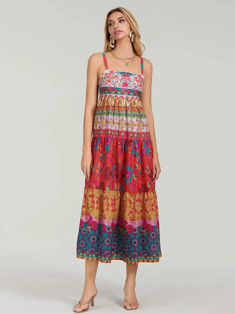Boho Floral Maxi Dress Sleeveless Spaghetti Strap... From Guineverally,  $19.03 In Bulk | DHgate.Com