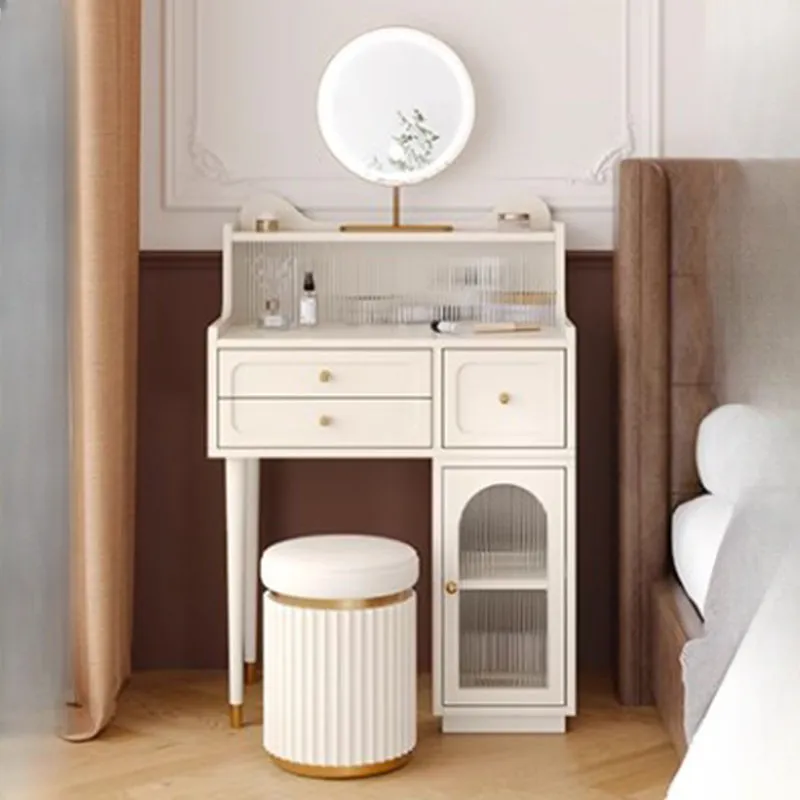 Waterproof White Wood Dresser Table with Glass Top and LED Lights Nordic  Modern Makeup Furniture from Dhgate Bedroom Furniture - price 1392.7