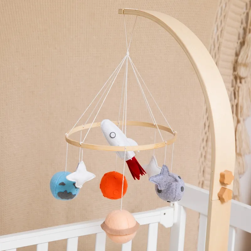 Planet Rattles Felt Planet Wooden Mobile Baby Rattle Toy: Newborn Crib Music Box Bed ...