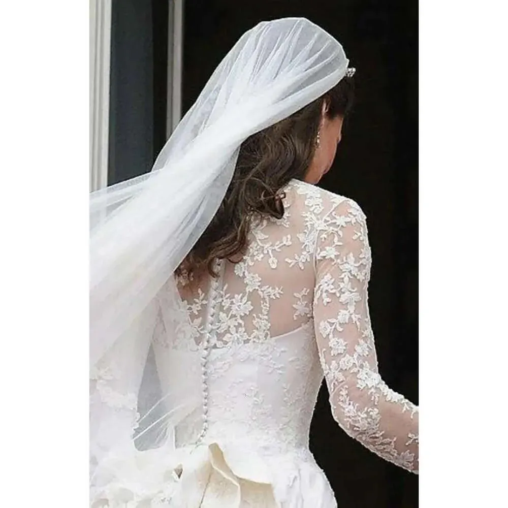 Gorgeous Royal Wedding evening gowns with sleeves: Kate Middleton A-E Dress with Ruffled Satin, Lace, Long Sleeves, and V-Neck Gorgeous Royal Wedding evening gowns with sleeves: Kate Middleton A-E Dress with Ruffled Satin, Lace, Long Sleeves, and V-Neck