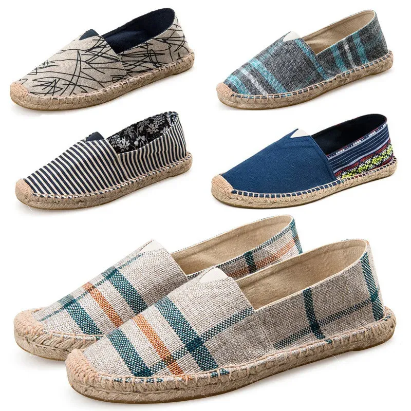Automne Chaussures en toile Men de toile Ete Summer Homme Homme Chaussures decontractees Slip on Old Beijing Tissu chaussures masculines Flats 240518
