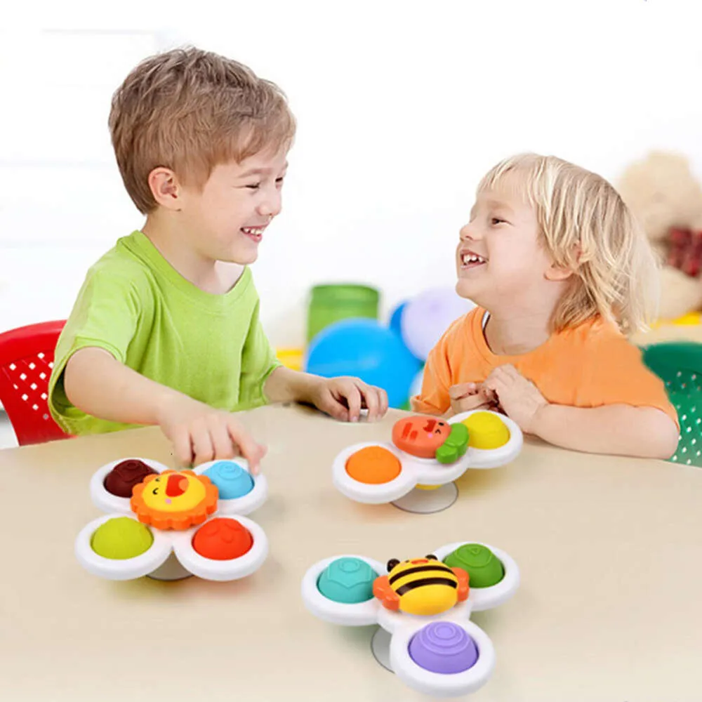 Gyro Rattle Baby Montessori Sucker Children's Fingertip Gyro Rotating Rattle Bell ...