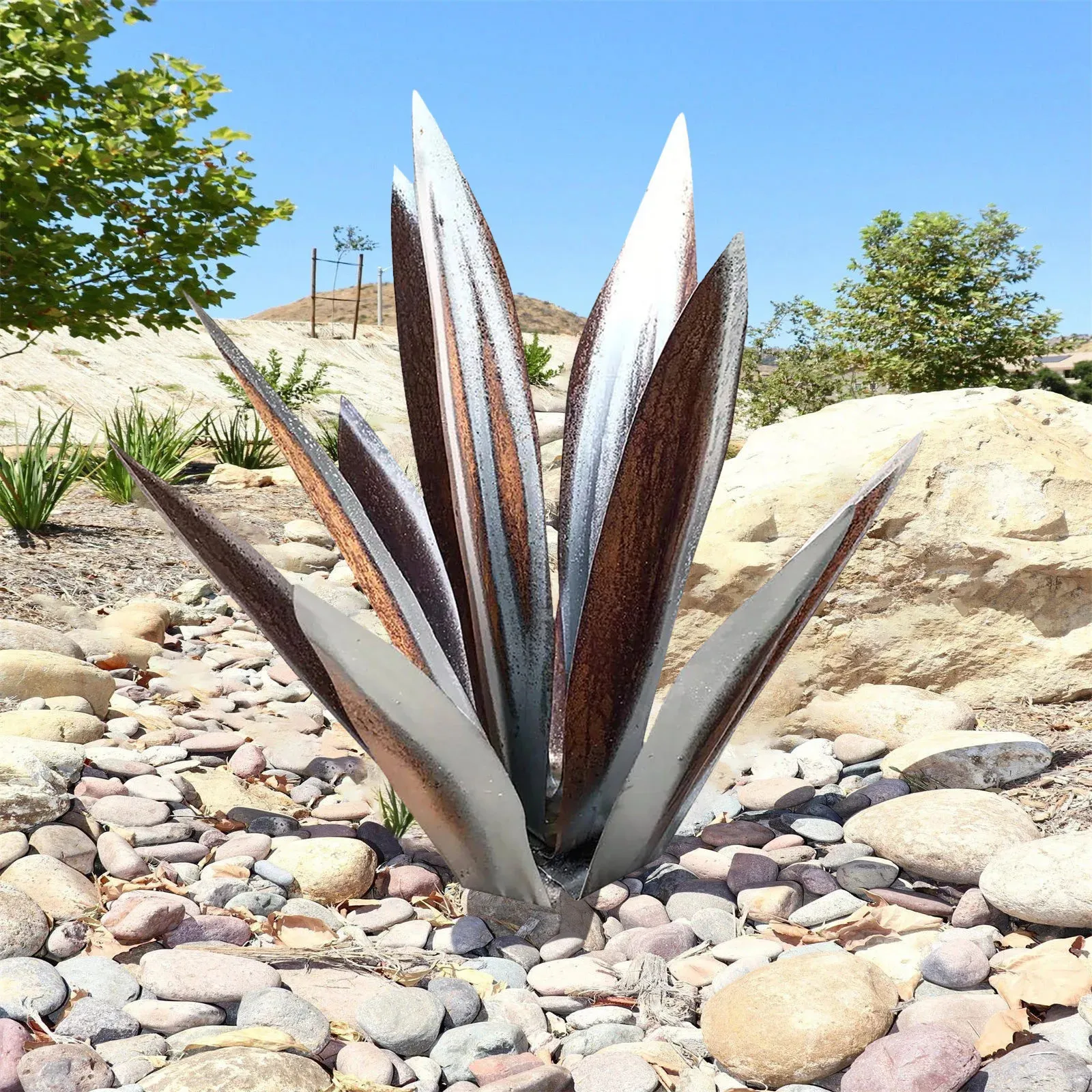 Plante Agave Métal Décor Extérieur 13,8 Pouces - Sculpture Jardin Tequila Comebachome