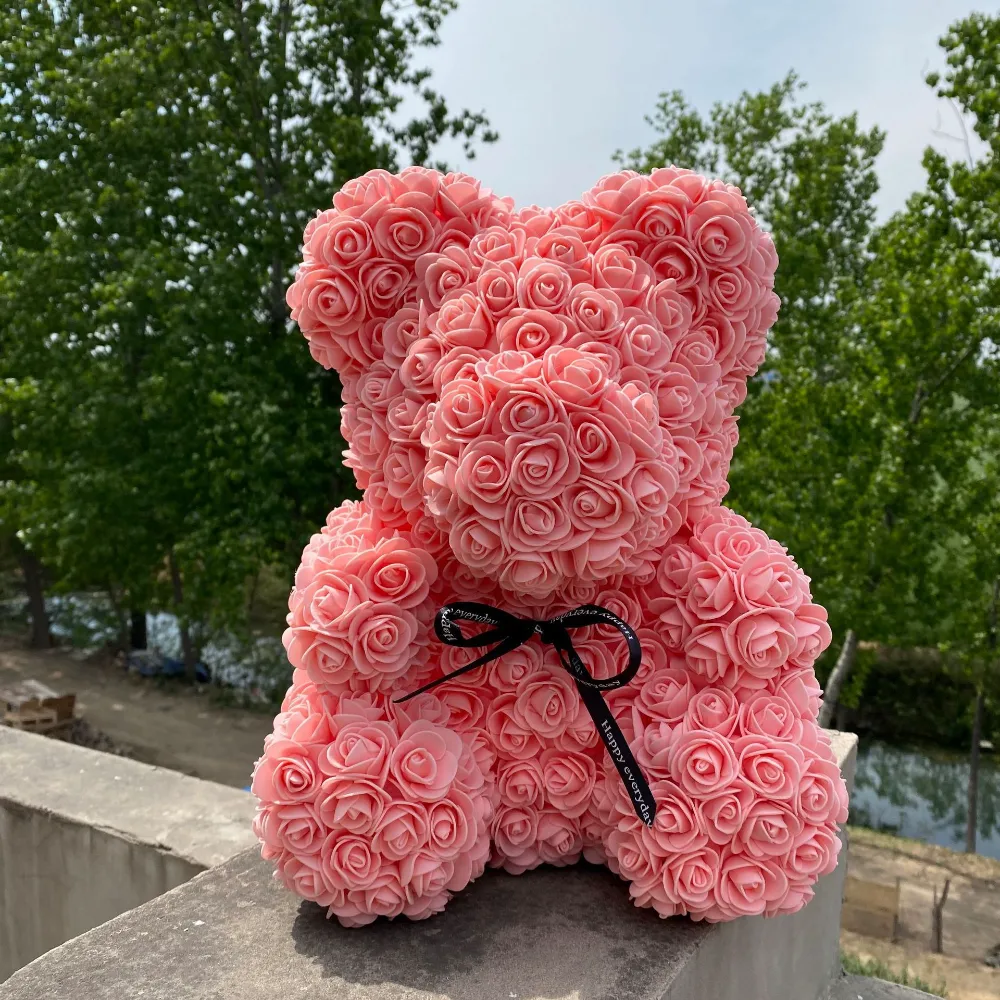 Teddy Rose Bear 25cm Artificial Flowers Rose Bear With Box Mom ...