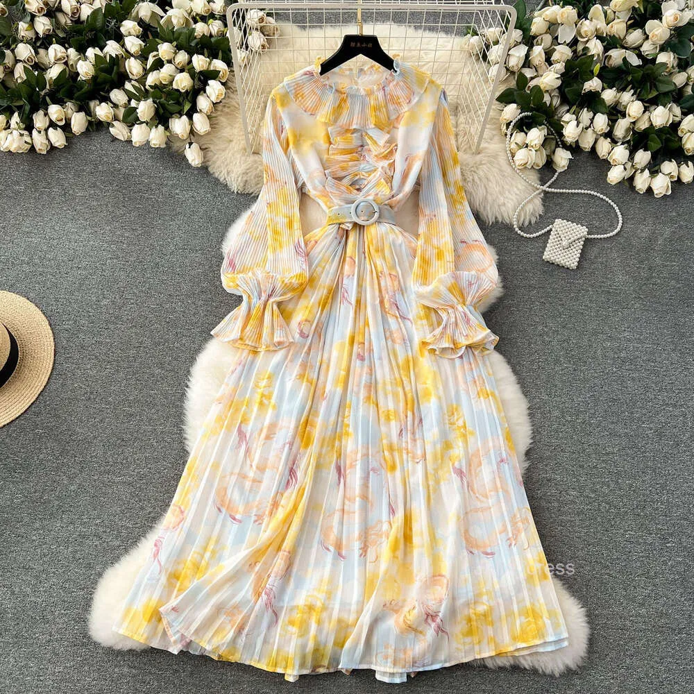Sweet Auricularia Ruffle Collar Chiffon Full Skirt Midi Dress Mid Length Slim Fit Early Spring Collection For Women From Join3 34.48 In Bulk DHgate.Com