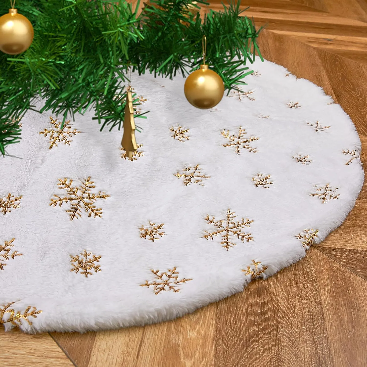 White fur tree skirt 60 inch hot sale