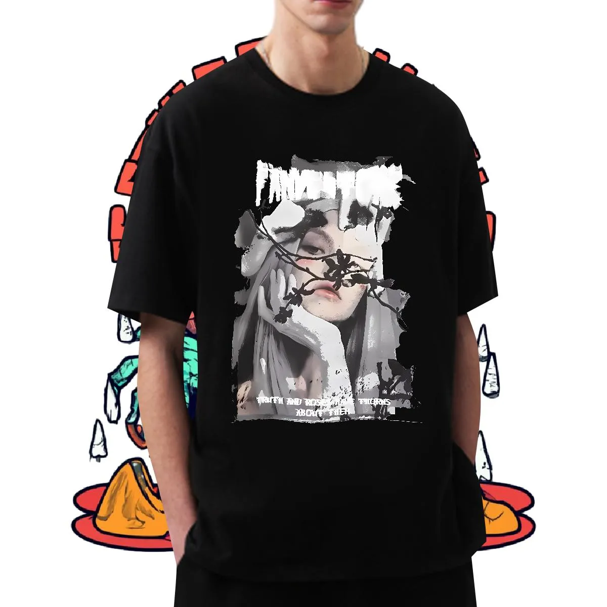 Camisetas De Dibujos Animados Personalizados Para Hombres: Cuello - Main Image