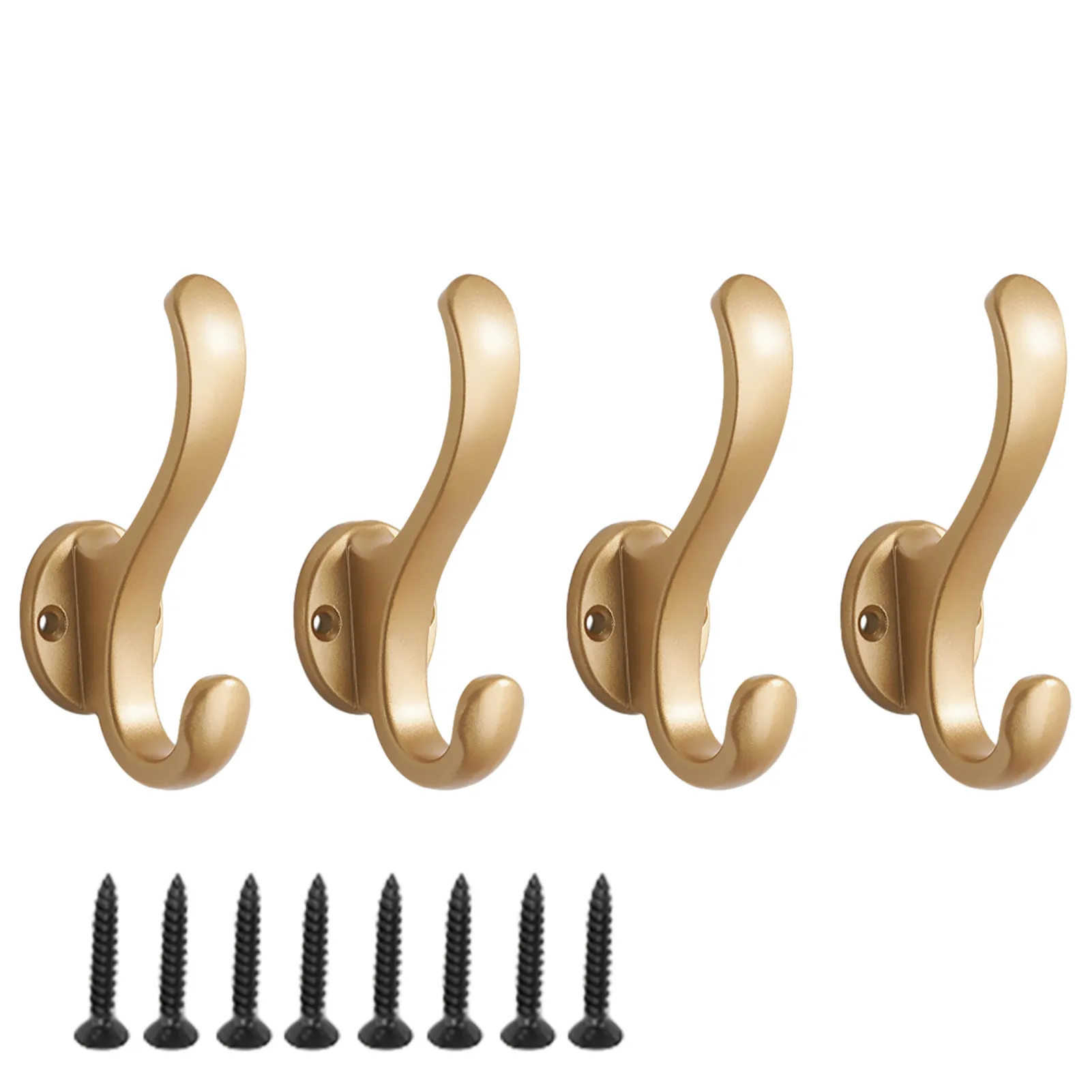 Heavy-Duty Aluminum Wall-Mounted Robe Hook | 4-Pack Space-Saving Coat ...