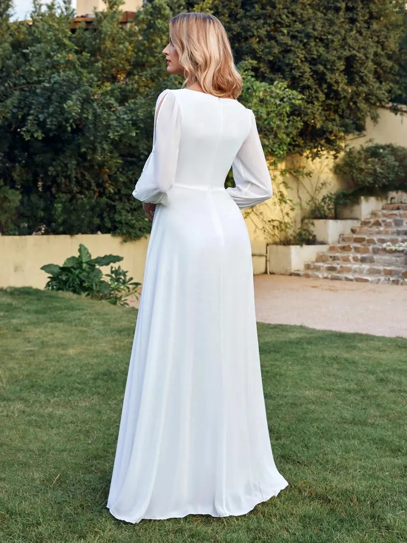 Elegant Ivory Lace Split Sleeve Maxi Dress for Beach Weddings and Parties
