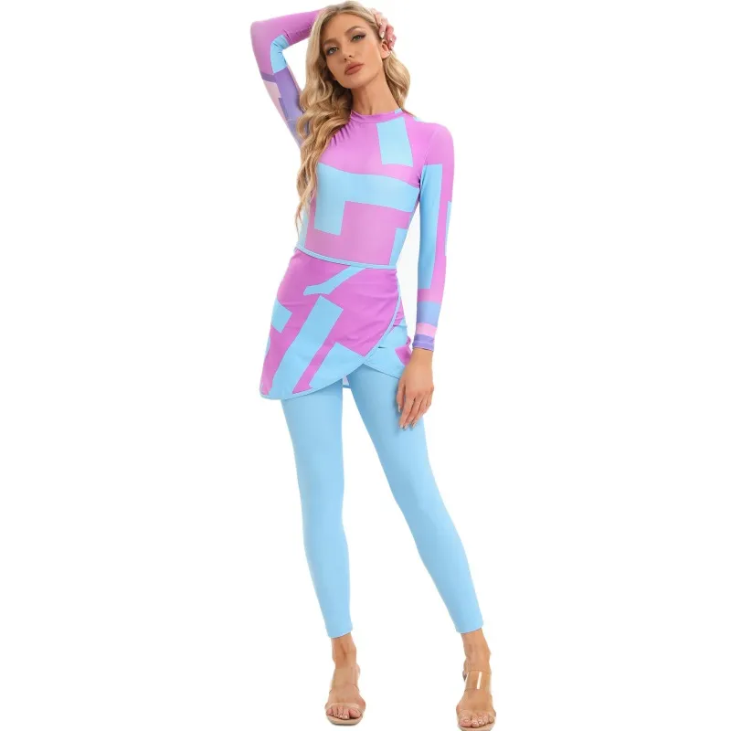 Burkini Femme Musulman 2 Pièces - Maillot De Bain Modeste à Manches Longues - Couverture Intégrale - Anti-UV
