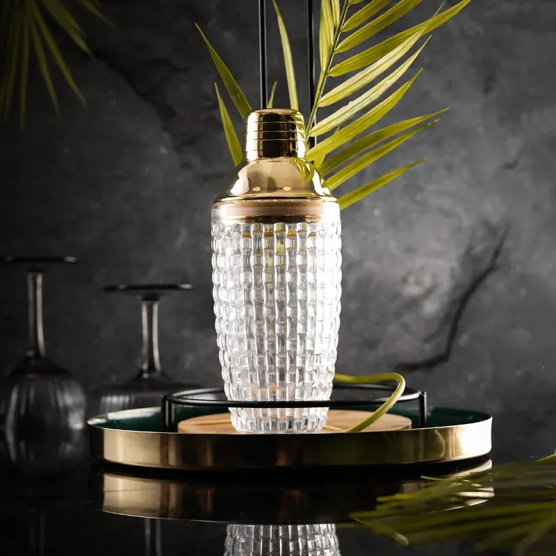 Shaker à Cocktail En Verre De 13 Oz Avec Passoire – Argenté, étanche, Pour Cocktails, Mocktails, Bar à Domicile
