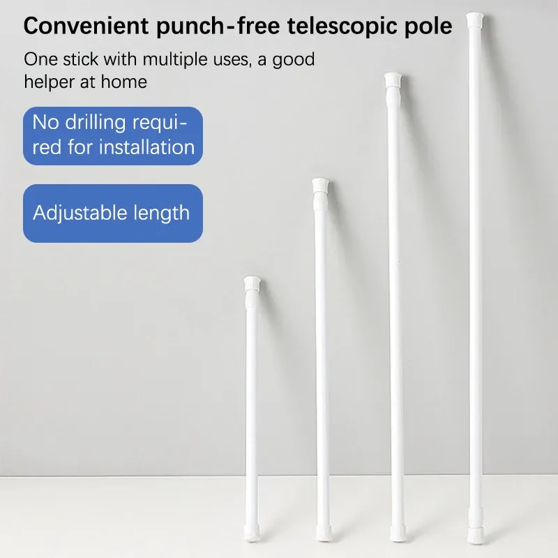 Adjustable Curtain Rod Metal Curtain Rod Holder Without Drilling ...