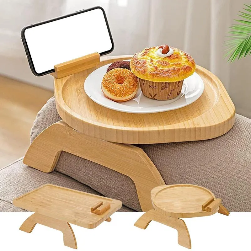 Couch Cup Holder Bamboo Sofa Arm Tray Table Foldable Couch