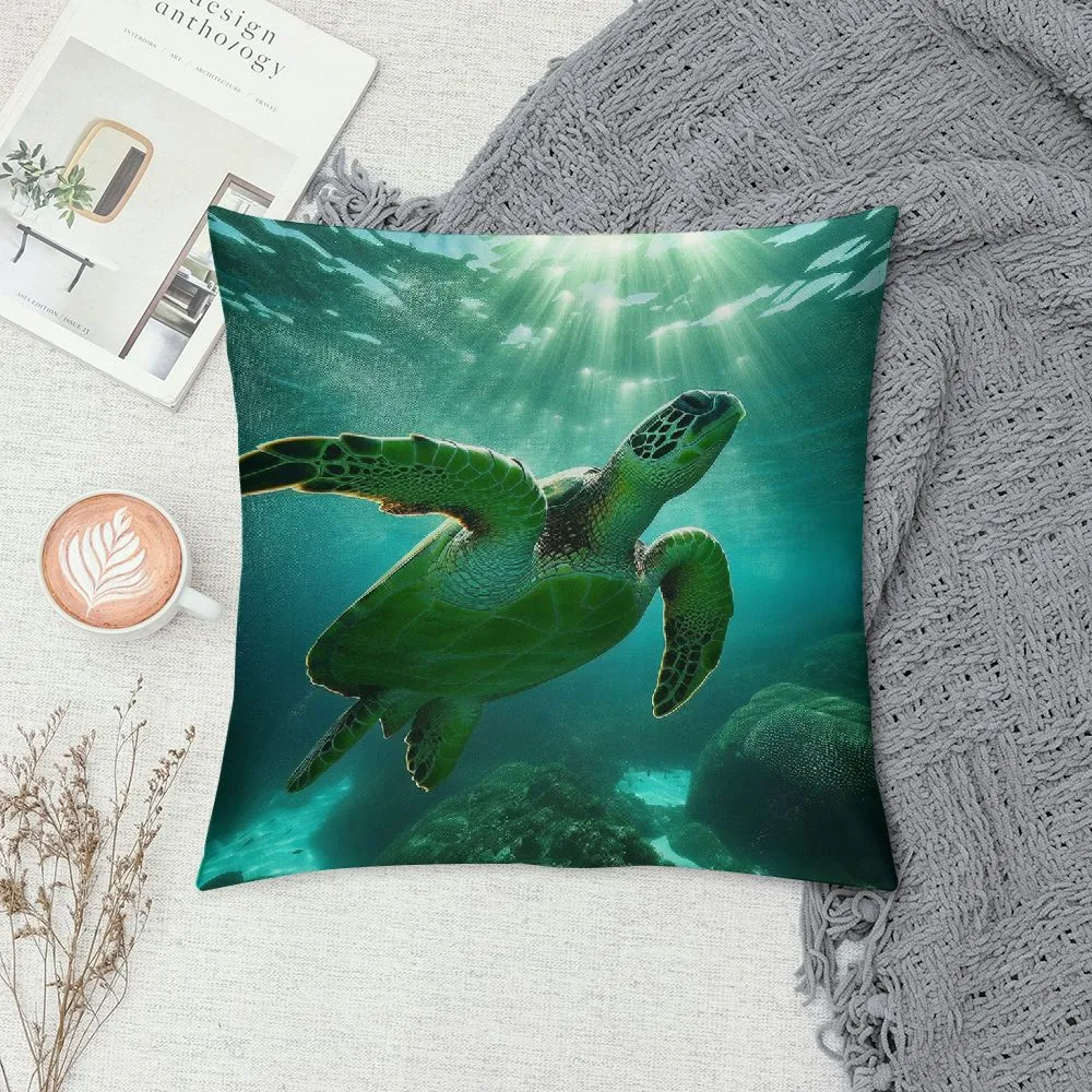 Coastal Watercolor Sea Turtle Throw Pillow Cover Beautiful Nautical Wildlife Decor For Sofa Couch And Bed From Ddmystation 8.04 DHgate.Com