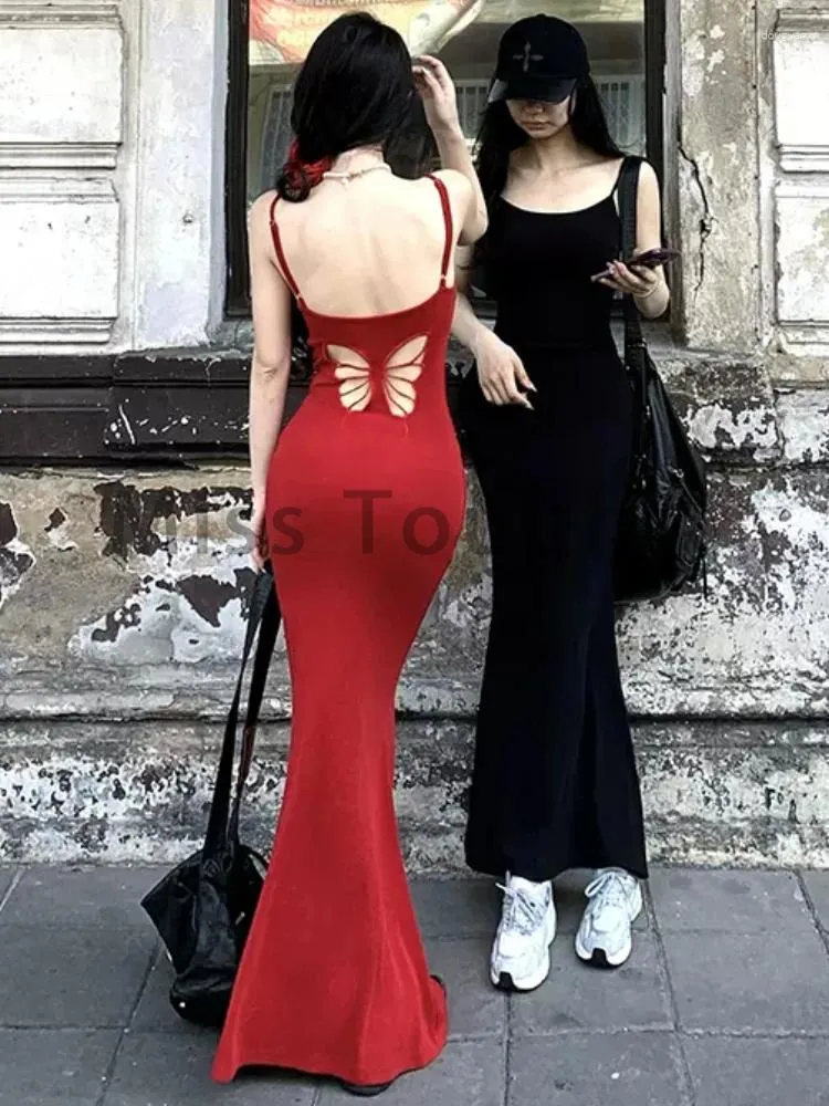 Casual Dresses Backless Sweet Spicy Party Midi Dress Women Summer Slim Strap Evening Female Hollow Out One Piece Vintage 2024 From Douguan 23.81 DHgate.Com