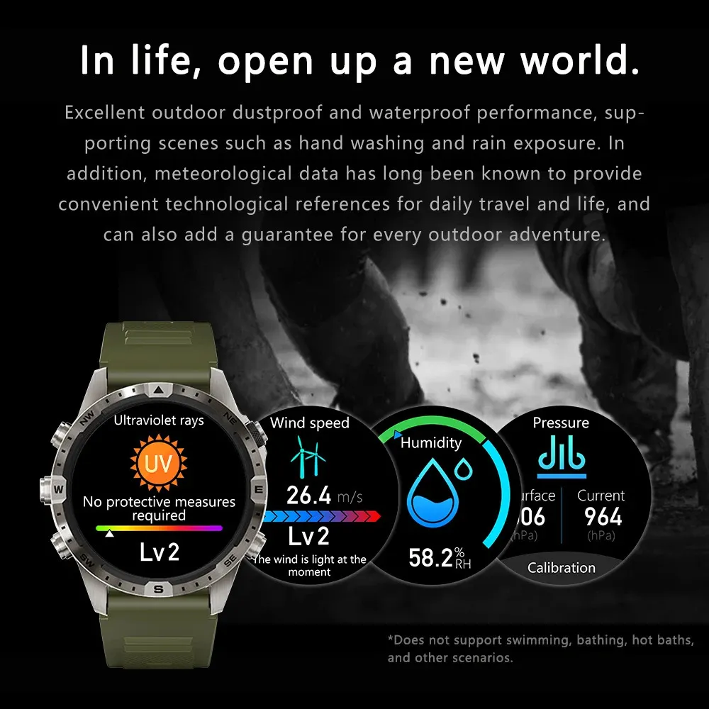 2024 Smart Watch GT45 Men Bluetooth Call Outdoor Sports Assistant Compass Health Monitoring Fitness Tracker Smart Wwatch 240527