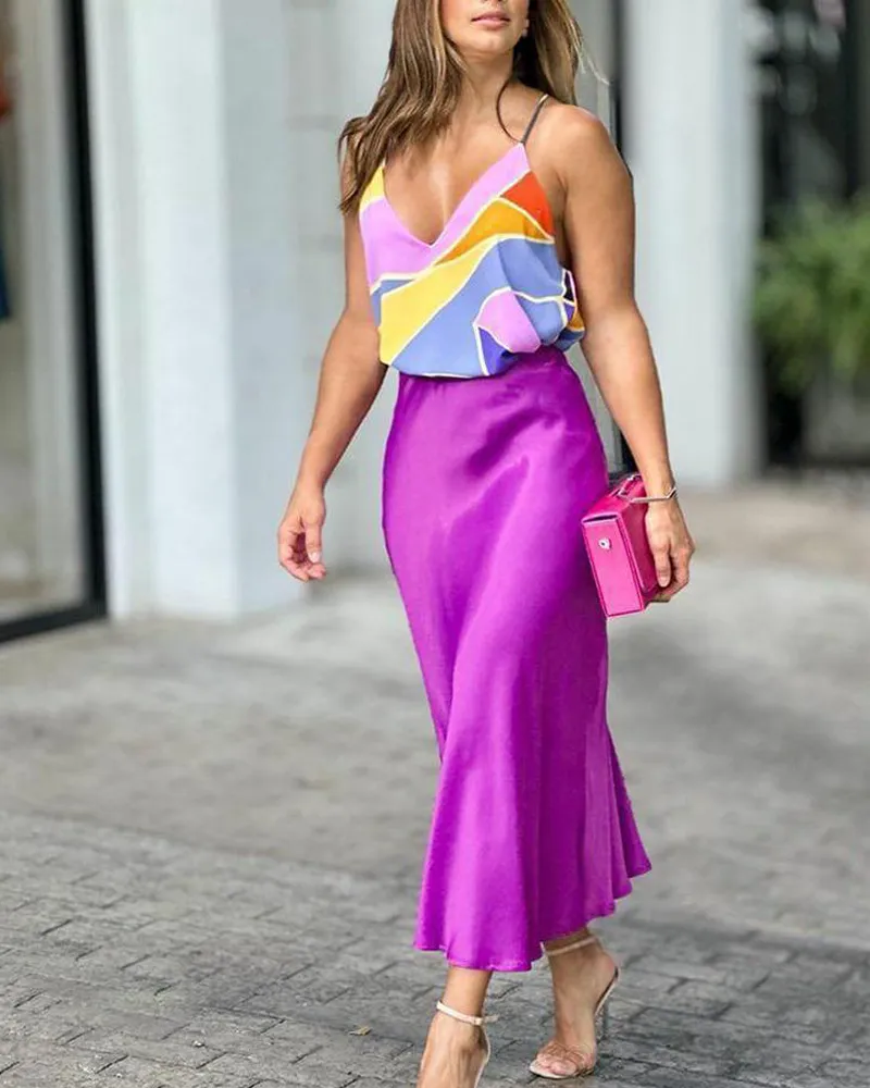 スカート [MATINKIM]glossy volume midi skirt in violet GLOSSY VOLUME MIDI SKIRT IN VIOLET - MATINKIM