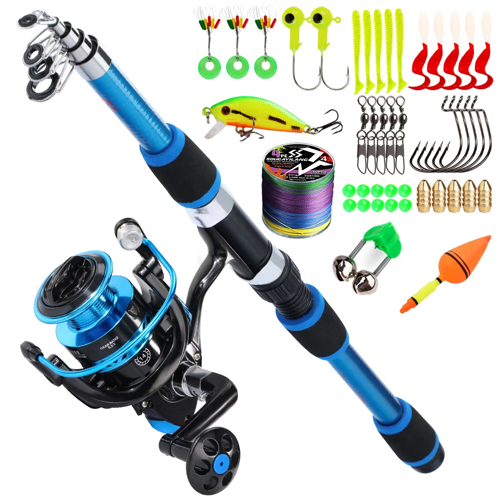Sougayilang Fishing Rod And Reel Combo Stainless Steel Guides Fishing Rod With Spinning Reel Combo For Saltwater And Freshwater Turquoise 6ft & 3000