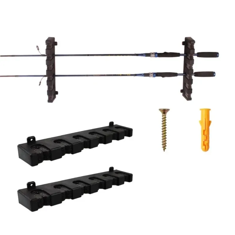 Horizontal Wall-Mounted 6-Rod Fishing Rod Storage Rack Holder Organizer ...