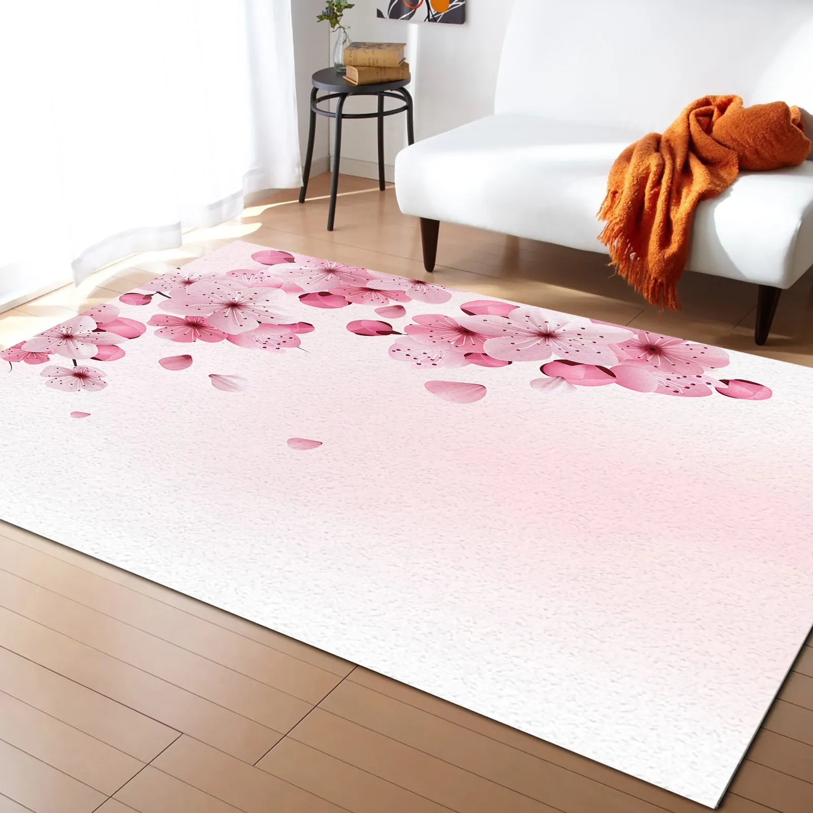 Cherry Blossom Sakura Pink Flower Carpet 100% Polyester Rectangle
