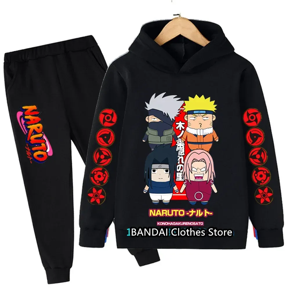 Anime Naruto Casual Boys Girls 2 Piece Sweatshirt Long Pants Outfit Set