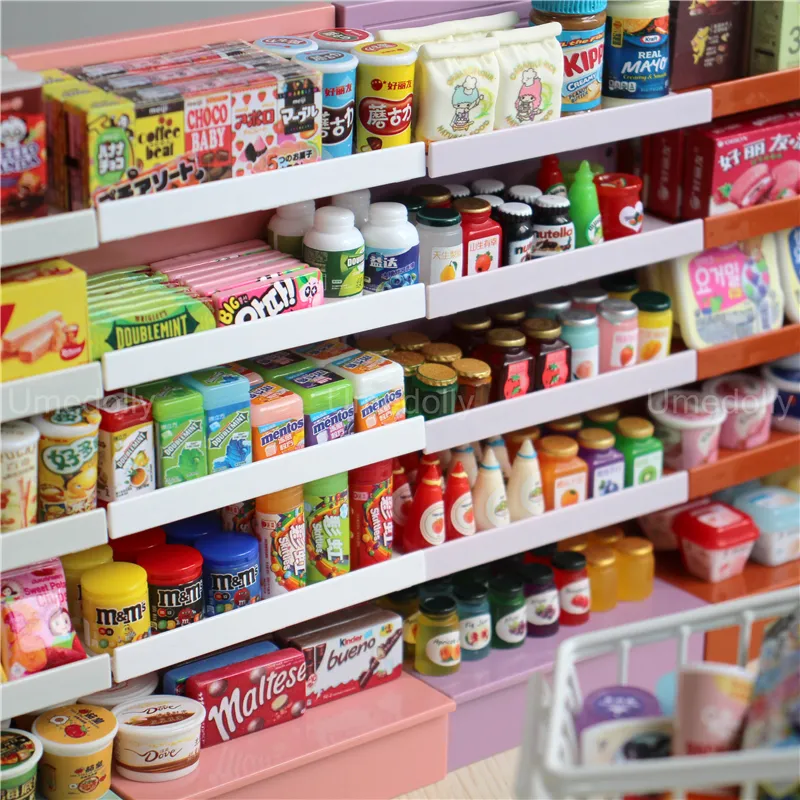 1:6 Mini Grocery Store Decor, DIY Supermarket Set with Drinks, Food for ...