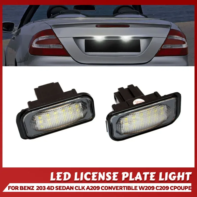 White LED License Plate Lights For Mercedes C-Class W203 – CANbus Error-Free, No Warning Lights