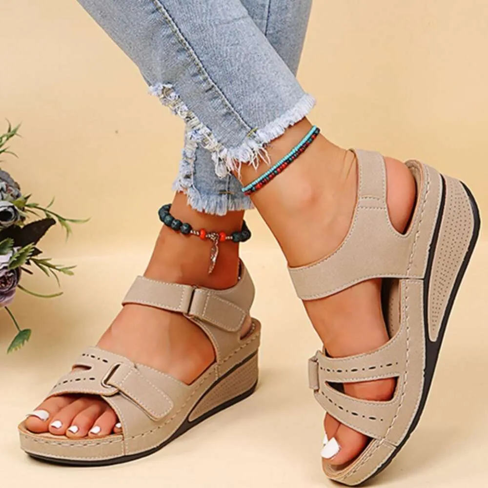 Sandali da donna con zeppa, ortopedici, con fibbia, nuovi, alla moda, estivi, morbidi e sexy, con punta aperta, calzature da donna Ddmysaturn_voghion.com