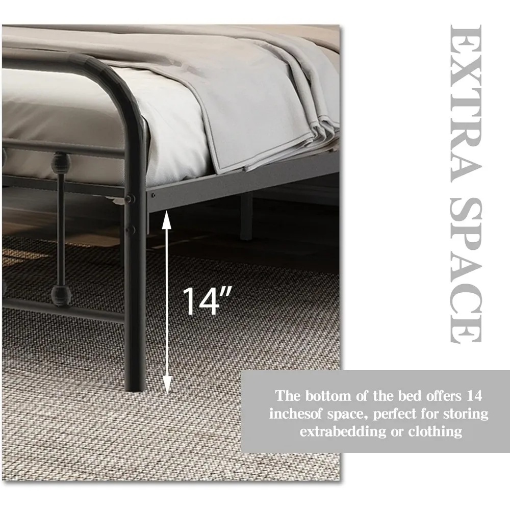 Marco De Cama Doble Con Cabecera De Metal: 18 Pulgadas, Sin Resorte De  Caja, Diseño Silencioso, Ensamblaje Fácil, Negro De 88,3 € | DHgate, image size:1000x1000