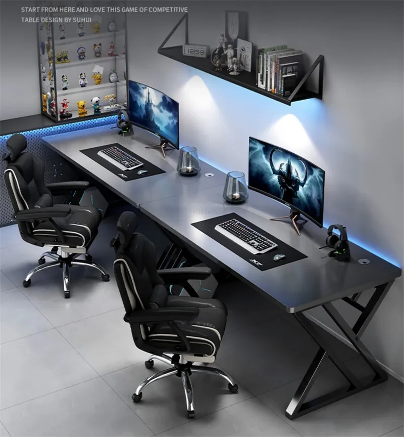 Custom Double Pc Table Bedroom Double Computer Desks Home Long Gaming Table Desktop E Sports ...