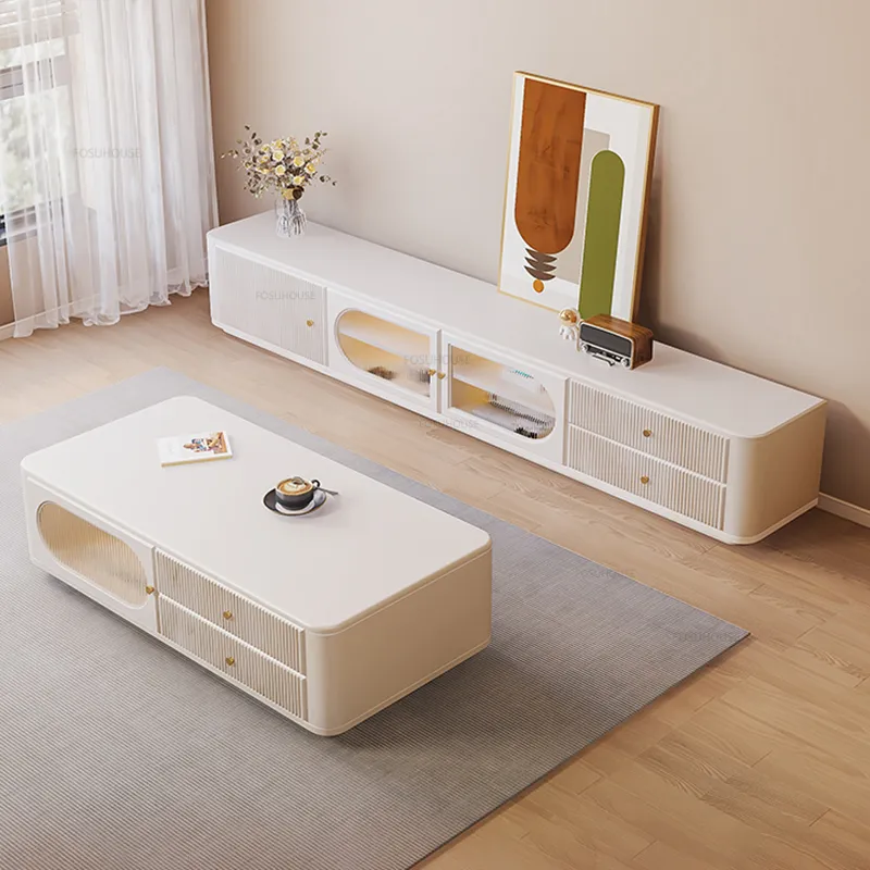 Cream Style Wooden TV Cabinets With Floor Standing Stand And Coffee Table Set Modern Nordic Beige Couch Living Room From Yichu01 348.96 DHgate.Com