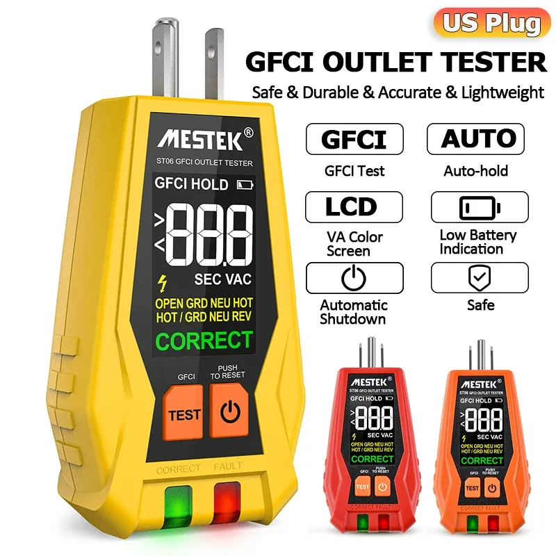 Taiss GFCI Outlet Tester With Voltage Display - Socket Circuit Polarity Detector - View #7
