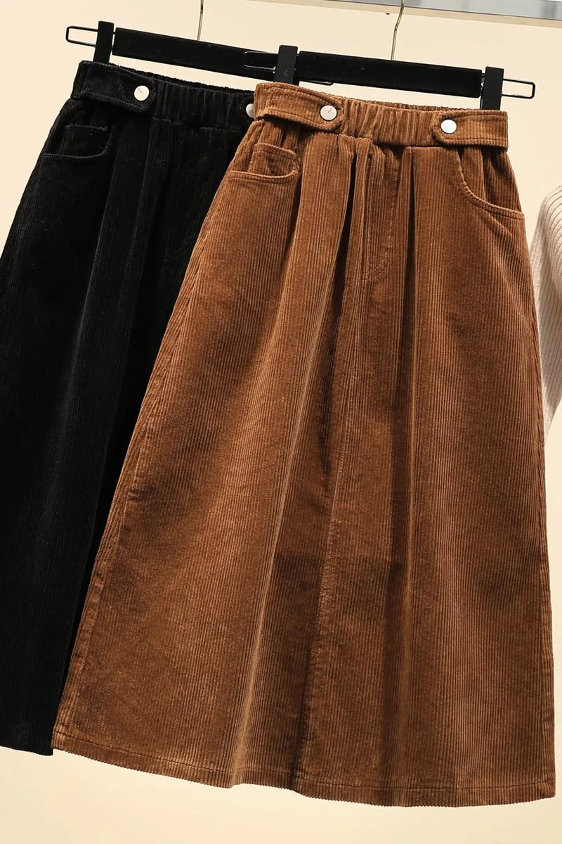 Corduroy skirt elastic waist online