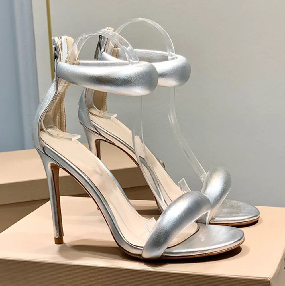Sandali per tallone da filo a vitello dorato femminile con cinturino alla caviglia 2024 scarpe di design di lusso estive tallone da 10 5 cm