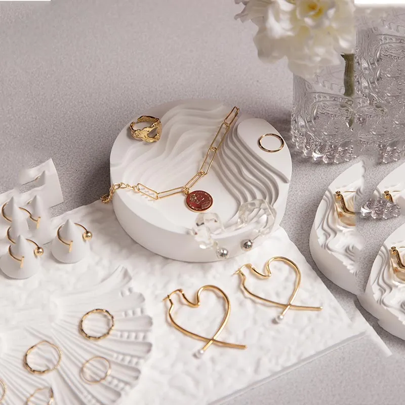 Jewellery Display Stands, White Plaster Multi Tier Jewelry