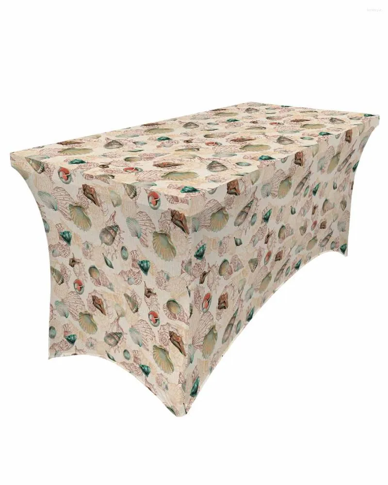 Shell Table Clothes 2024 UpgradedRetro Elastic Ocean Shell Table Skirt for Summer Wedding ...