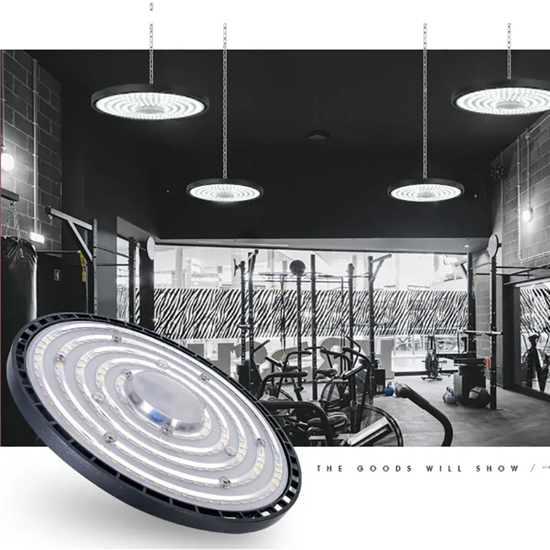 High Bay Warehouse Lighting 100W 200W UFO LED IP65 Waterproof Super Bright Industrial Garage Light