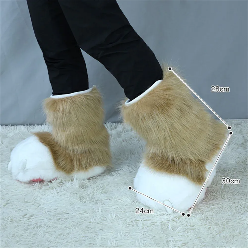 8 Colors Plush Cat Paw Shoes Cute Furry Animal Cosplay Costume Foot Socks