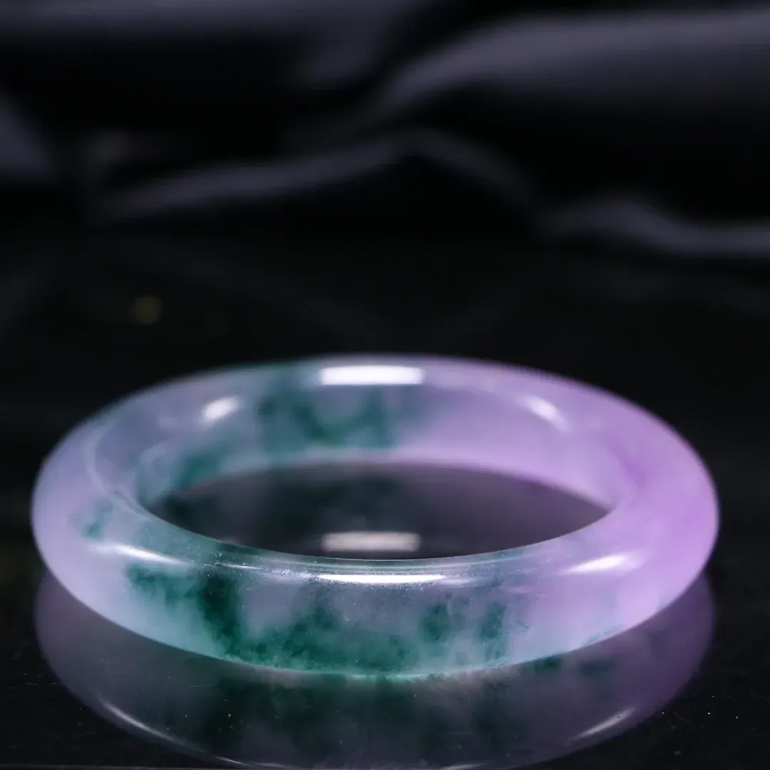 Genuine Myanmar Jadeite Ice Grade Purple Floating Flower Round